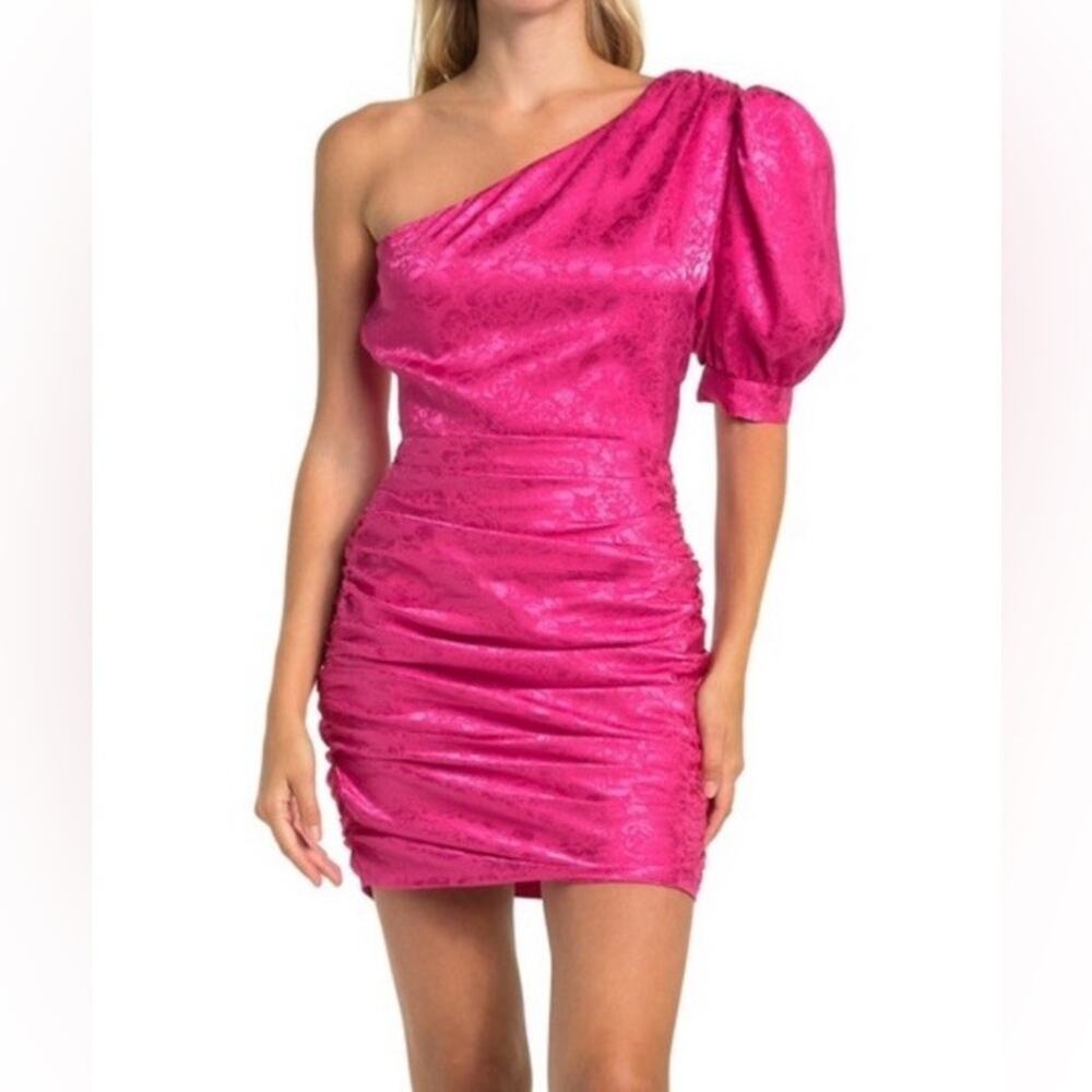 Ronny Kobo Nadia Ruched One-Shoulder Mini Dress – Pink Size Small